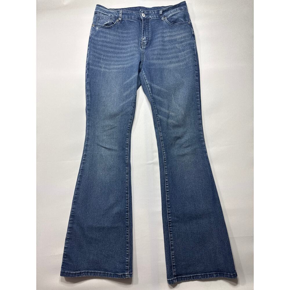 Koinshha Women's High Waisted Stretch Bootcut Blue Jeans - 12 Long (31x34)